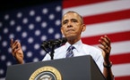 U.S. President Obama speaks about the economy, in Austin