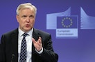 EU Economic and Monetary Affairs Commissioner Rehn addresses a news conference in Brussels