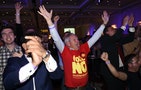 Supporters from the "No" Campaign react to a declaration in their favour, in Glasgow, Scotland