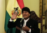 Bolivia's President Evo Morales speaks during a news conference at the presidential palace in La Paz