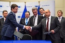 Jose Manuel Barroso, Guenther Oettinger, Alexander Novak, Andriy Kobolev , Alexey Miller, Maros Sefcovic, Yuriy Prodan