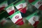 Iran's national flags are seen on a square in Tehran