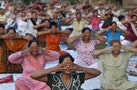 Women participate in early morning yoga session at Mohali