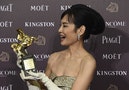 Taiwanese actress Chen Shiang-chyi celebrates winning the Best Leading Actress for "Exit" at the 51st Golden Horse Film Awards in Taipei