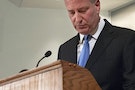 New York Mayor Bill de Blasio speaks at a news conference in Woodhull Medical Center, New York