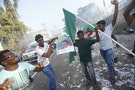Supporters of presidential candidate Mithripala Sirisena celebrate in Colombo
