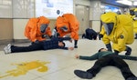 東京地鐵同日也舉行了應對毒氣攻擊的演練。Photo Credit: Reuters/達志影像