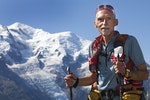 Swiss runner Werner Schweizer trains with Mont-Blanc in the background ahead of the Ultra-Trail du Mont-Blanc in Chamonix