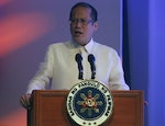 Philippine President Benigno Aquino III delivers his speech during the opening ceremony of the four-day Asian Development Bank (ADB) 45th Annual Board of Governors meeting in Manila