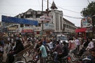 Traffic passes through a busy junction near the river Ganges in Varanasi, in the northern Indian state of Uttar Pradesh