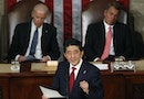 Japanese Prime Minister Abe addresses a joint meeting of Congress on Capitol Hill in Washington