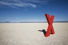 Red letter X in the desert