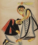 畫作《用掃帚打男人的女人》(1875) 作家未知，公開授權。