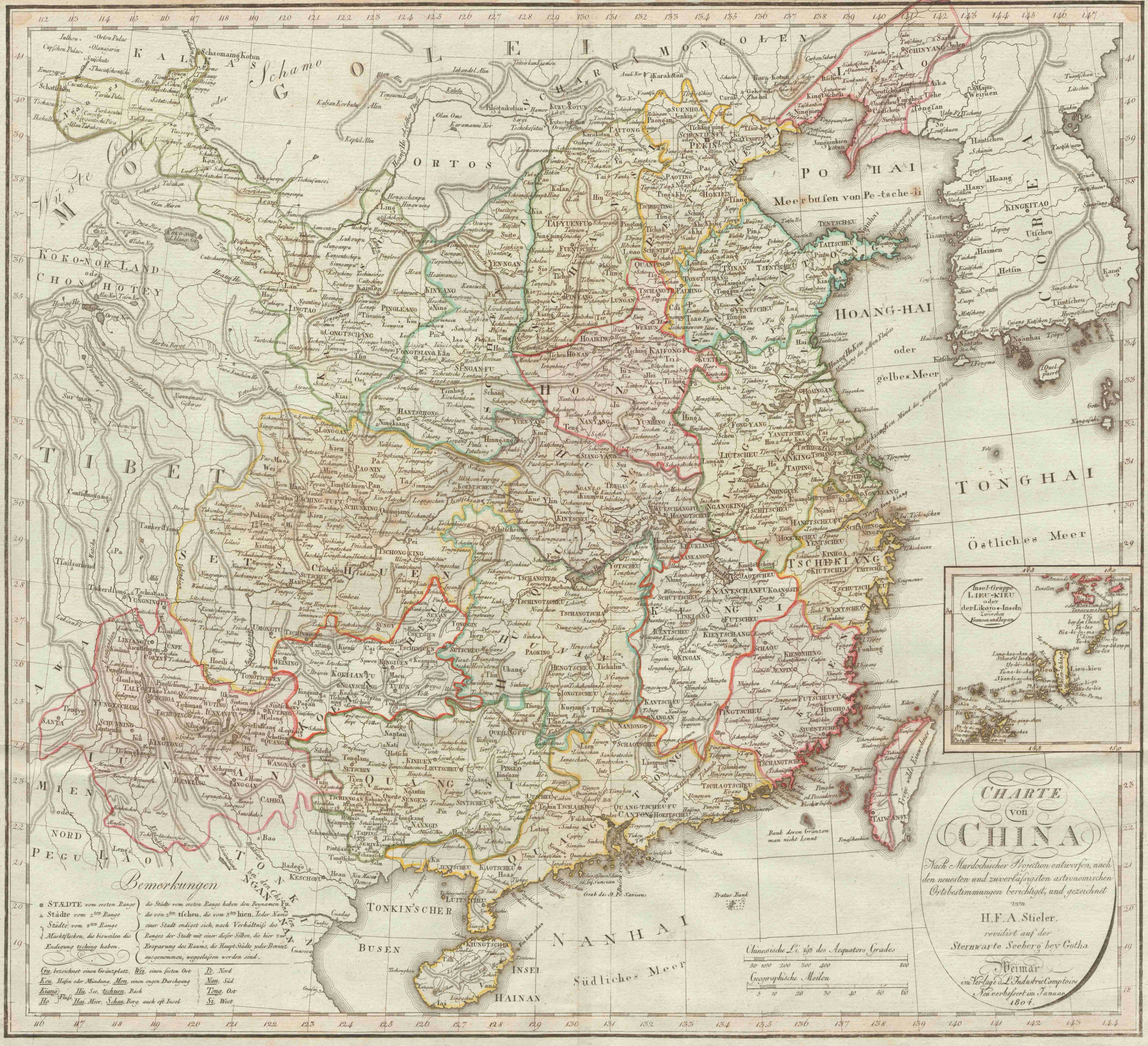 200年前德國製圖大師施蒂勒的地圖：釣魚臺歸劃在琉球框線內