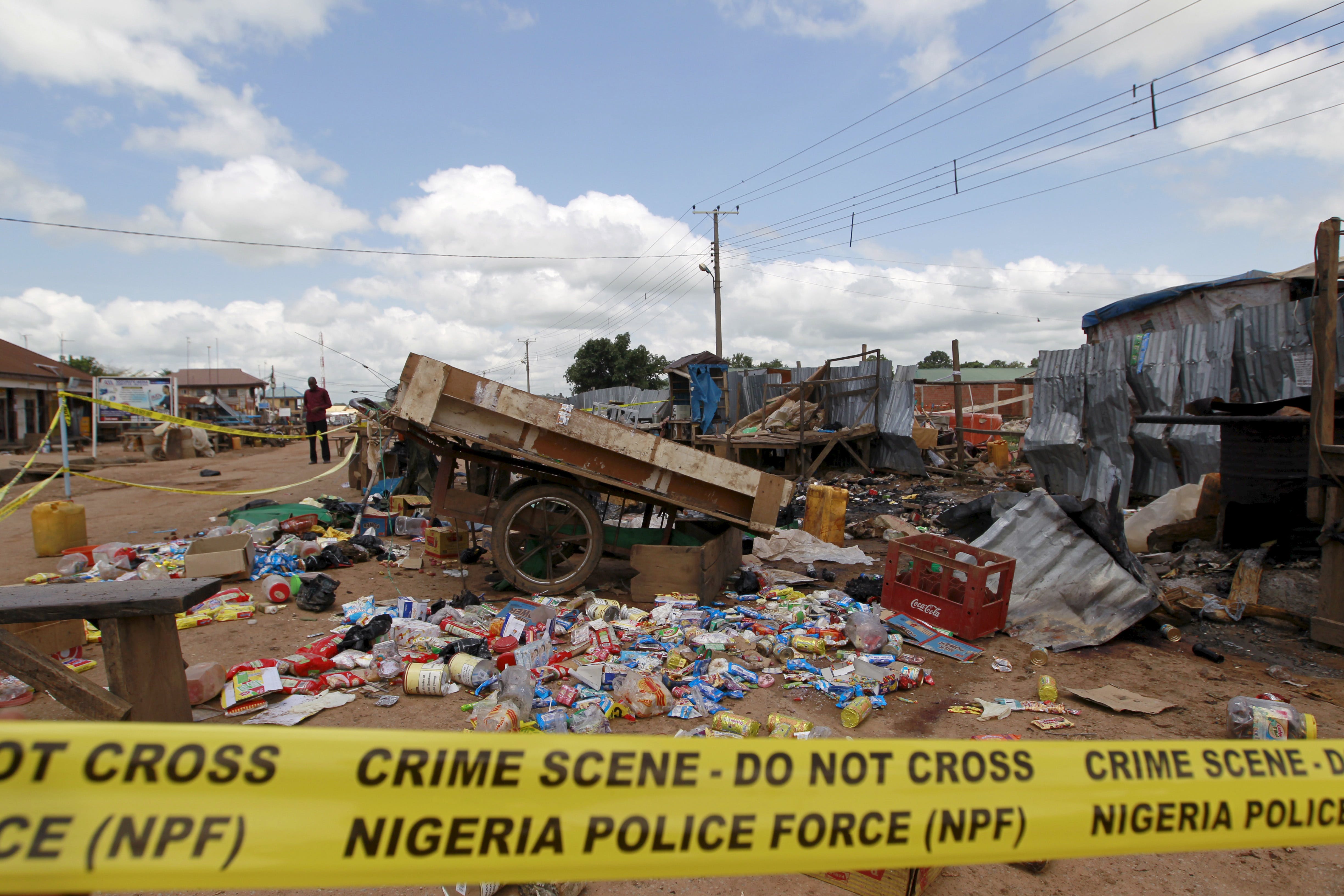 Items seen scattered on the ground at the scene of the bomb blast at Kuje market in Abuja