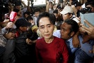Myanmar's National League for Democracy party leader Aung San Suu Kyi arrives to cast her ballot during the general election in Yangon