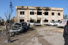 A general view shows the damage at the scene of an explosion at the Police Training Centre in the town of Zliten
