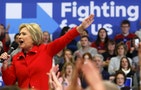 U.S. Democratic presidential candidate Hillary Clinton speaks during a campaign rally at Washington High School in Cedar Rapids, Iowa