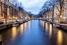 Netherlands, Holland, Amsterdam, Canal in the evening