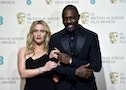 Idris Elba and Kate Winslet pose backstage at the British Academy of Film and Television Arts (BAFTA) Awards at the Royal Opera House in London
