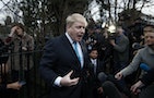 London Mayor Boris Johnson speaks in front of his home in London