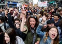 French high school students shout slogans as they attend a demonstration against the French labour law proposal in Marseille