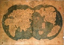 《天下全輿總圖》。據稱是莫易仝於1763年模仿1418年的《天下諸番識貢圖》所繪 Zhenghemap
