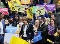 SNP Leader and First Minister Nicola Sturgeon campaigns  at the Buchanan Street steps in Glasgow city centre on the eve of the Scottish Parliament election, Scotland