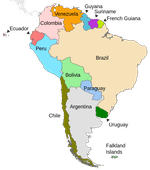 Political map of South America 南美洲地圖