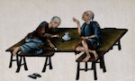 V0019165 Two poor Chinese opium smokers. Gouache painting on rice-pap