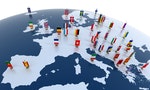 European countries 3d illustration - european continent marked with flags — Photo by koya979