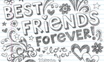 Hand-Drawn Best Friends Forever Love & Hearts Sketchy Back to School Style Notebook Doodles Design Elements on Lined Sketchbook Paper Background- Vector Illustration — Vector by blue67