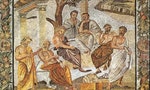 Plato’s Academy mosaic — from the Villa of T. Siminius Stephanus in Pompeii.