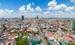 Aerial view of Phnom Penh, Cambodia. Day time
