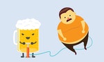 Beer belly 啤酒肚 Beer make man with a mustache to fat fast with air pump