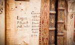 Side view of Latin manuscripts on philosophy.