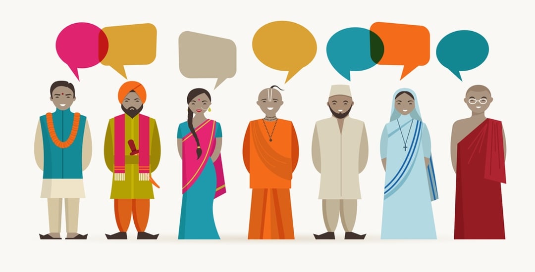 Indian people talk - different indian religious. Vector illustrations