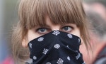 MOSCOW - MAY 1, 2011: Unidentified participant of marsh leftist in the center city. Thousands marched through Moscow to protest against the rule of Vladimir Putin.