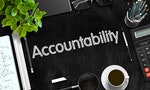 Accountability on Black Chalkboard. Black Chalkboard with Accountability Concept. 3d Rendering.