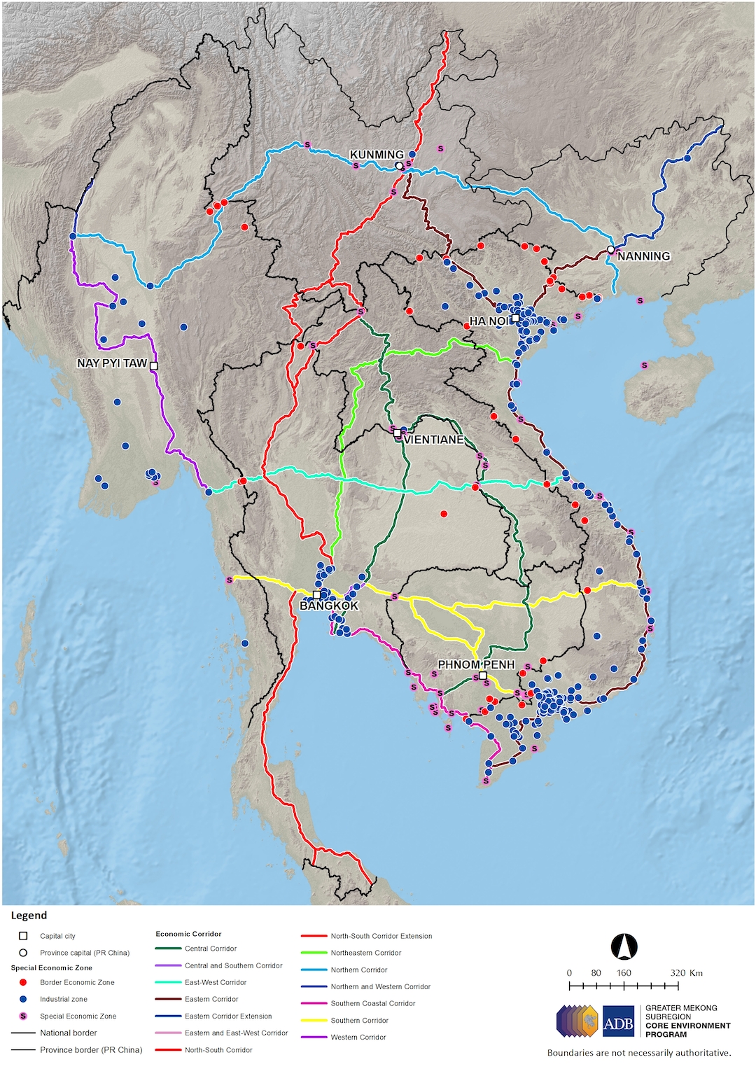 大湄公河次區域經濟走廊圖