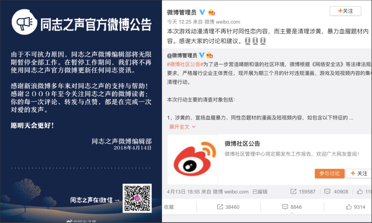 「封鎖同志內容」惹毛上萬網友，中國新浪微博急踩煞車