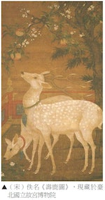 ▲（宋）佚名《壽鹿圖》，現藏於臺北國立故宮博物院