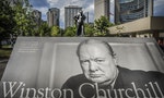 Sir Winston Churchill Memorial in Toronto, Canada with his statue in the background.