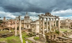 View over the ancient Forum of Roma showing temples, pillars, the senate and ancient streets,Rome,Italy,Europe - 图片