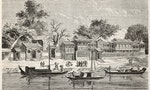 Old illustration of French missionary seat in Tianjin (Tien Tsin), China. Created by Lancelot after Chinese watercolour by unidentified author, published on Le Tour du Monde, Paris, 1864. - 圖片