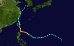 2004年敏督利颱風屬於第六類侵臺路徑（圖片來源：wikimedia_commo