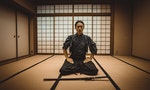 武士道 Samurai training in a traditional dojo, in Tokyo - 圖片