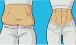 fat belly reduced waist thanks to sport - 向量圖