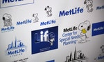DECEMBER 2013 - BERLIN: the logo of the brand "MetLife".