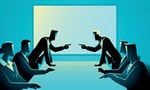 Vector illustration of business people arguing at meeting room